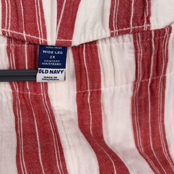Old Navy Pants Womens 2X Red White Striped High Rise Wide Leg Comfort Waist - Picture 5 of 16
